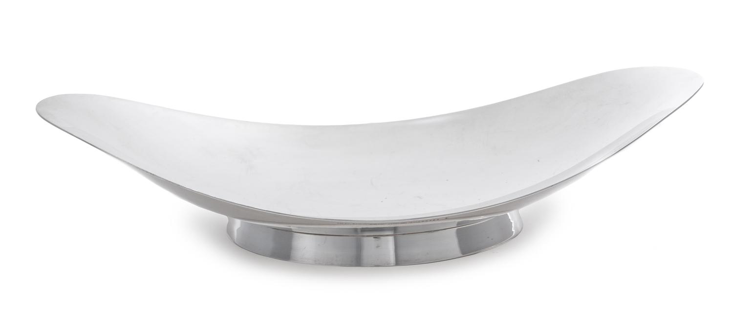 An American Silver Bowl, Tiffany & Co., New York, NY, of flared oval form and raised on a circular foot.