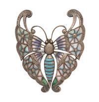 A Silver and Plique-a-Jour Enamel Brooch, 6.70 dwts.