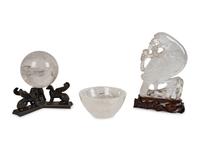 A Group of Three Rock Crystal Desk Objects — 19TH/20TH CENTURY