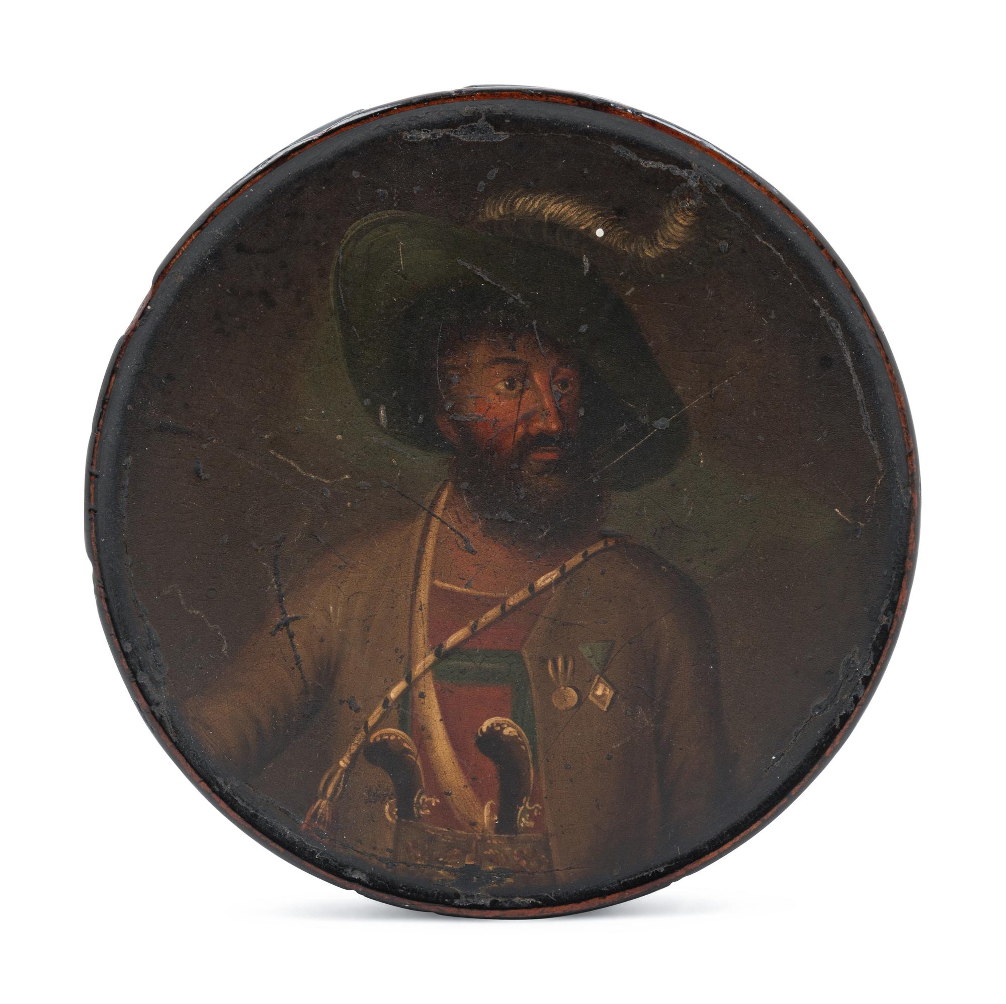 A Painted Treen Snuff Box
