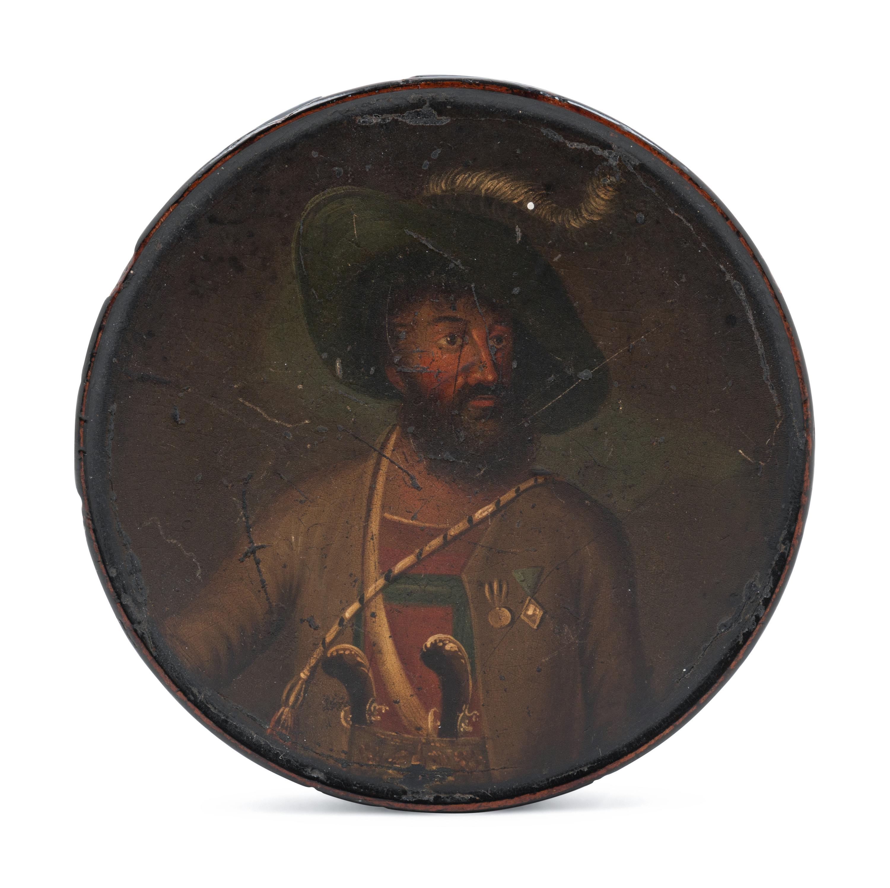 A Painted Treen Snuff Box