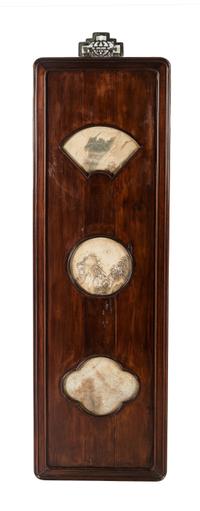A Set of Four Marble Inset Hongmu Wall Panels