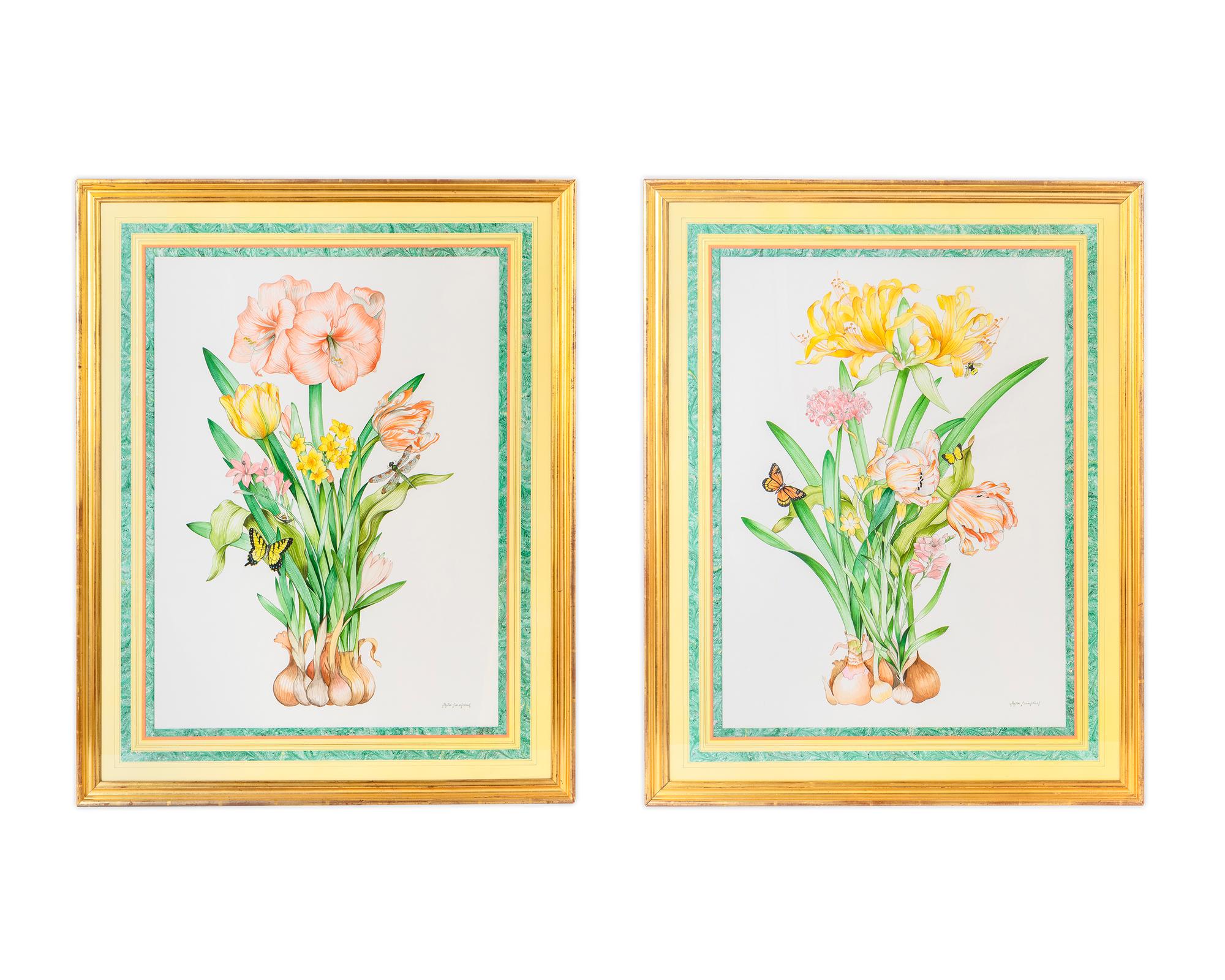 Amaryllis and Tulips with Butterlflies — 20TH CENTURY