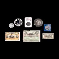 A Collection of International and Private-Issue Coins and Paper Money
