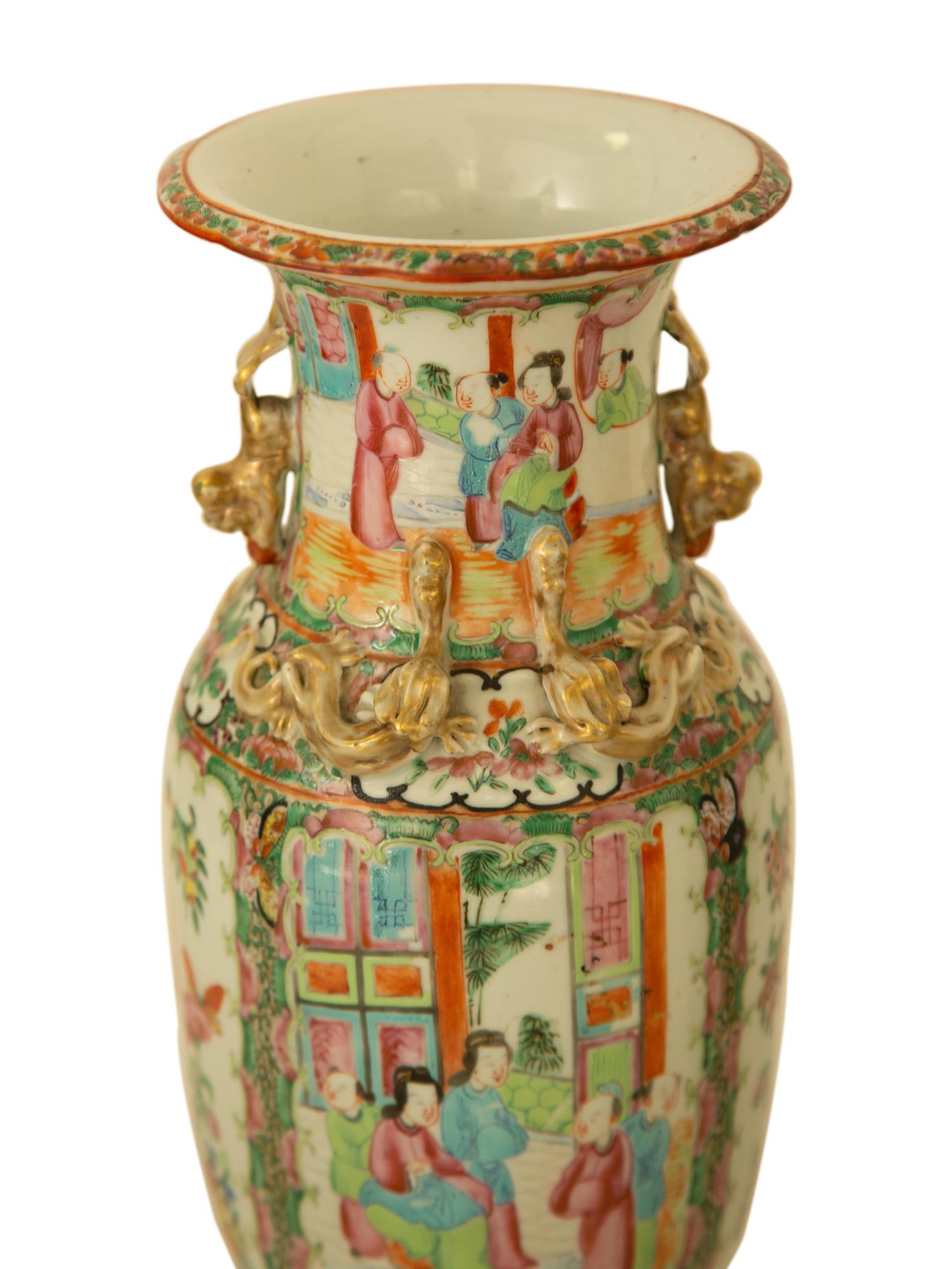 A Pair of Chinese Rose Medallion Porcelain Vases