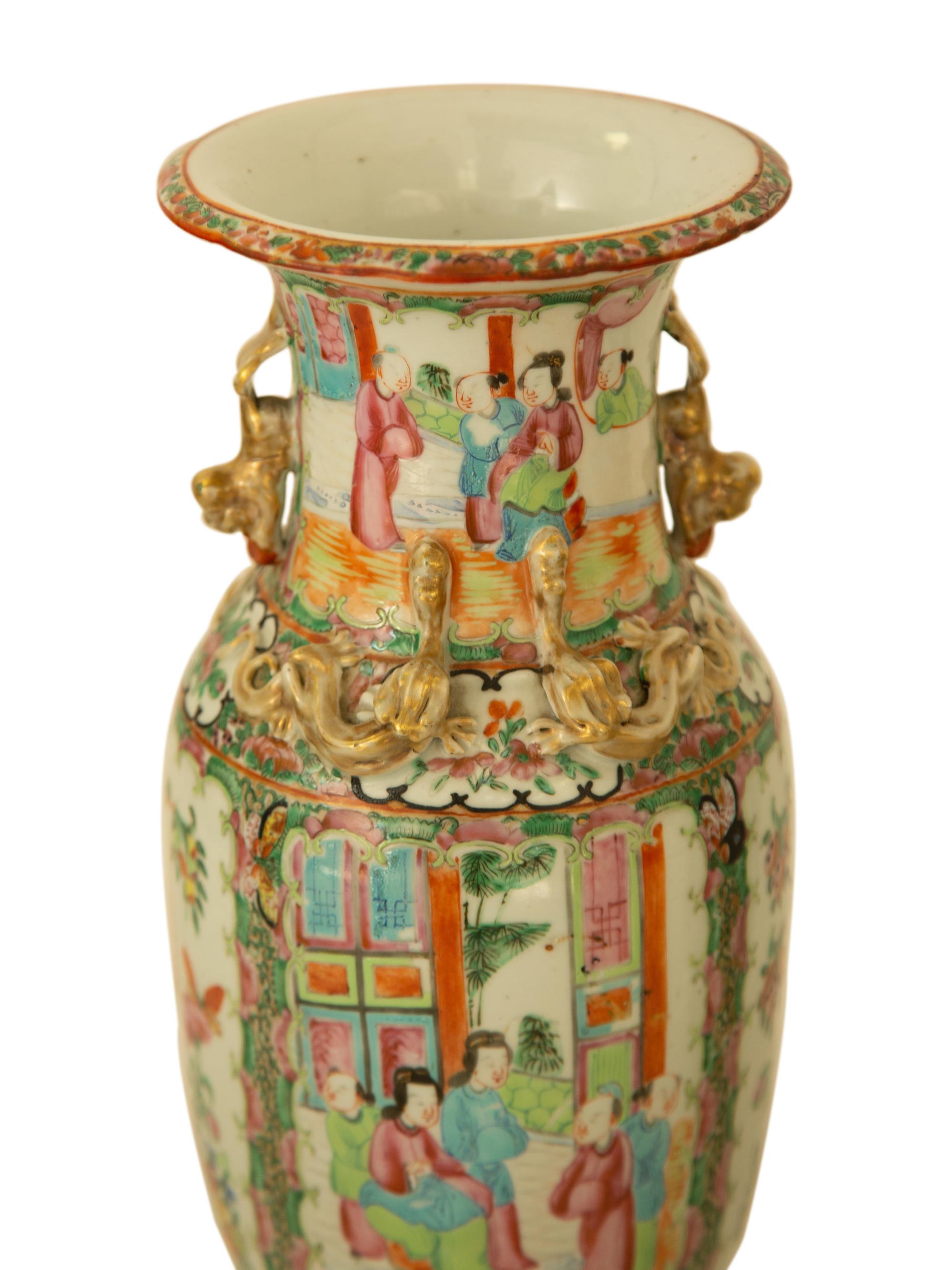 A Pair of Chinese Rose Medallion Porcelain Vases