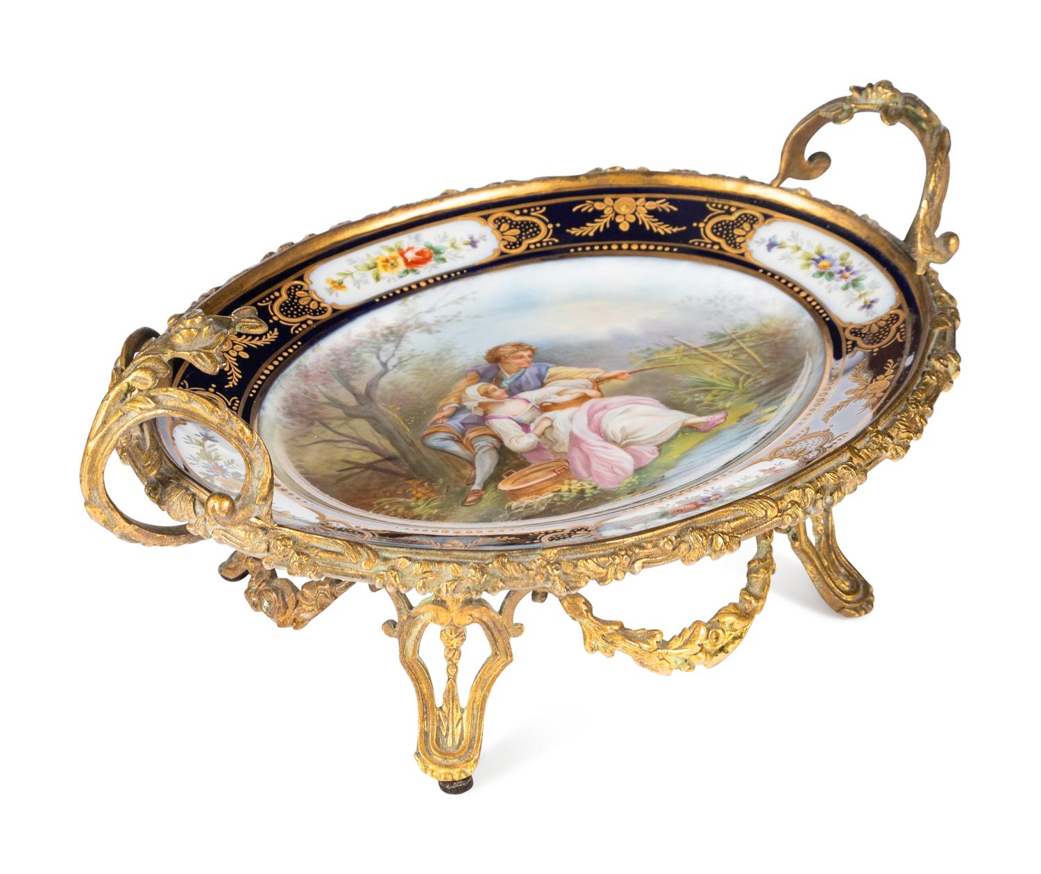 A Sèvres Gilt Bronze Mounted Porcelain Cabinet Plate
