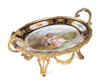 A Sèvres Gilt Bronze Mounted Porcelain Cabinet Plate