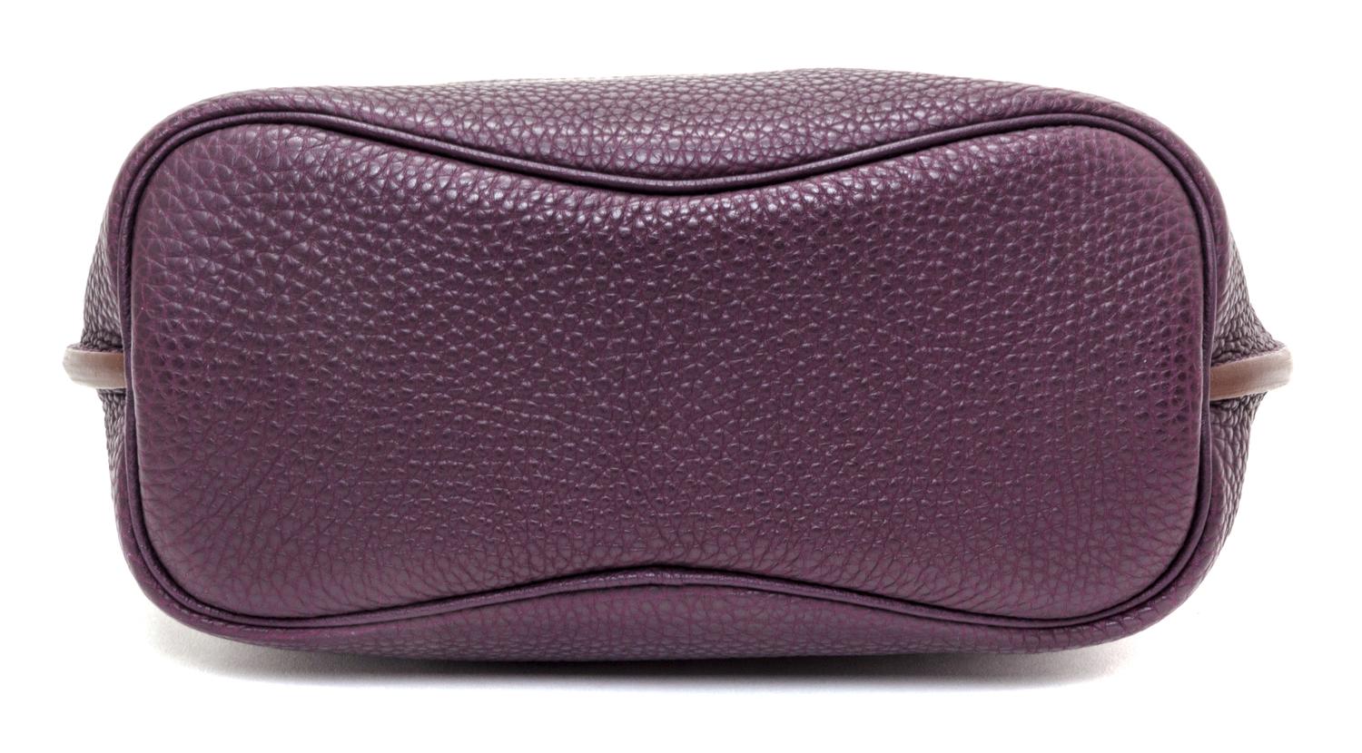 An Hermes Raisin Togo 22cm So-Kelly Handbag, 9" x 11" x 4.5".