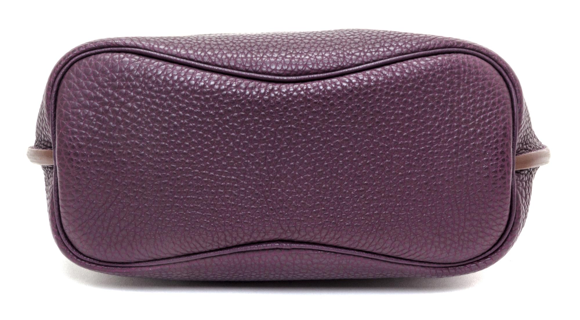 An Hermes Raisin Togo 22cm So-Kelly Handbag, 9" x 11" x 4.5".