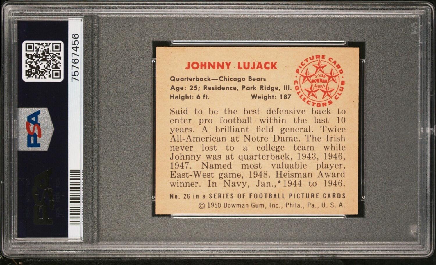 A Group of 1950 Bowman Chicago Bears PSA Graded Football Cards,