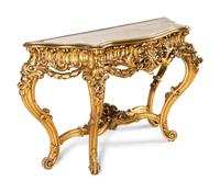 A Rococo Style Giltwood Onyx-Top Pier Table and Mirror