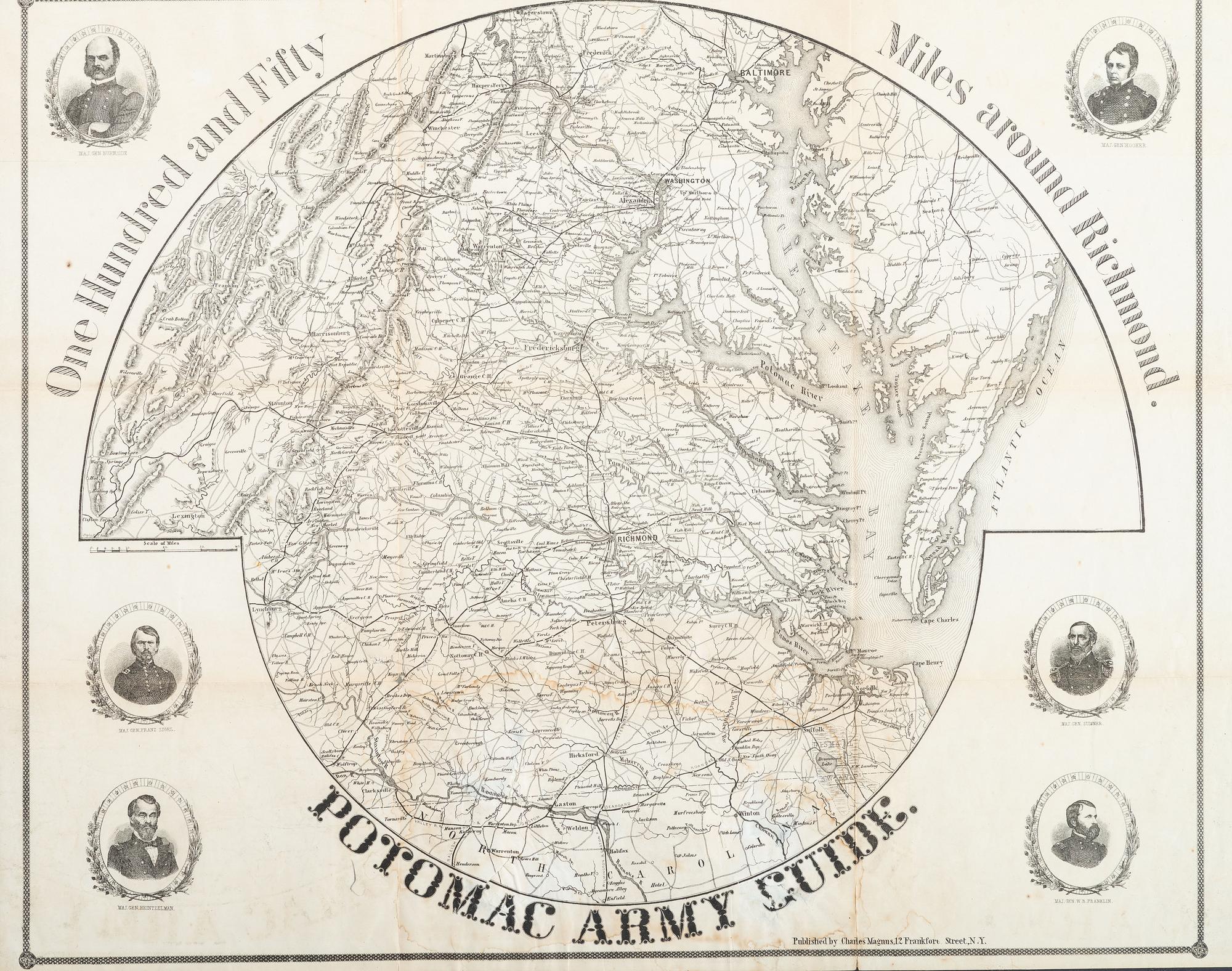 [CIVIL WAR]. MAGNUS, Charles (1826-1900). One Hundred and Fifty Miles around Richmond. Potomac Army Guide.