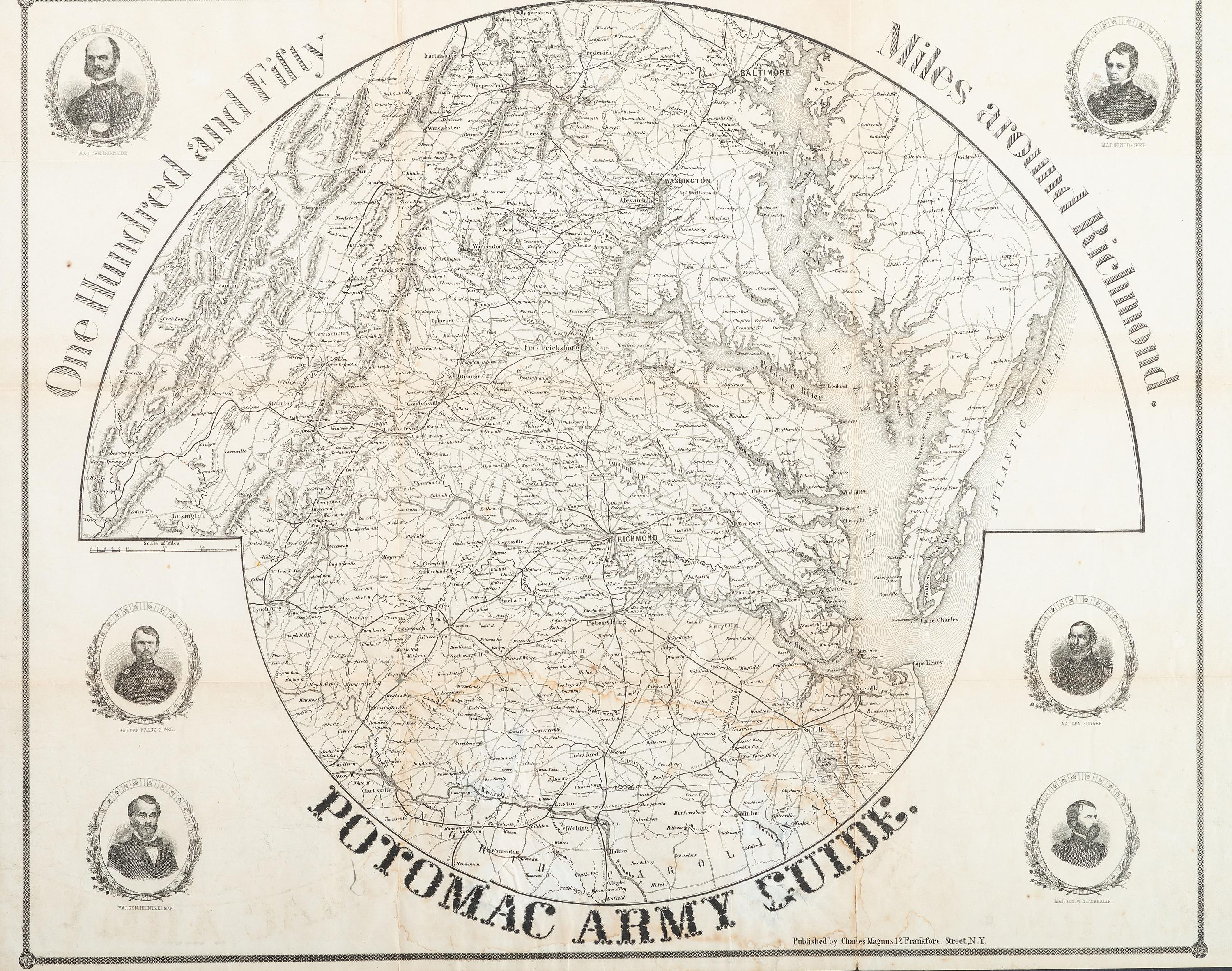 [CIVIL WAR]. MAGNUS, Charles (1826-1900). One Hundred and Fifty Miles around Richmond. Potomac Army Guide.