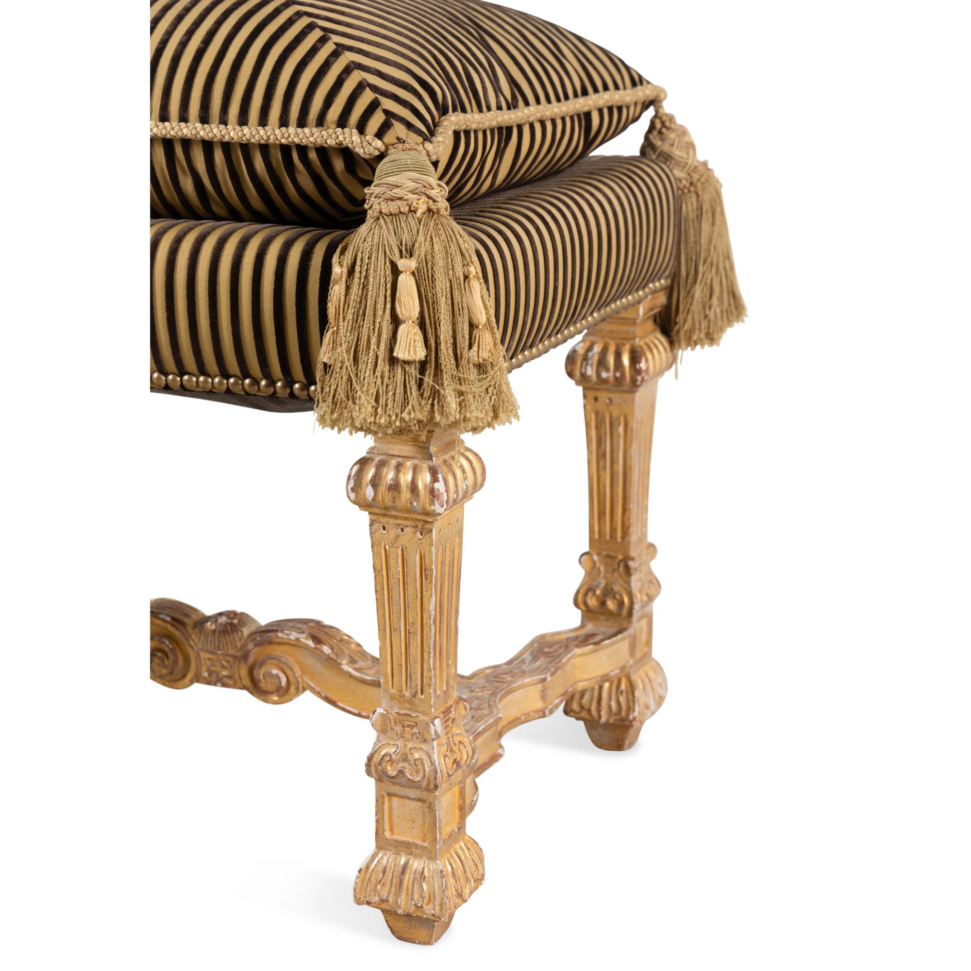 A Louis XIV Style Giltwood Tabouret
