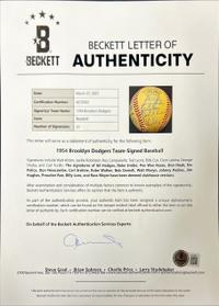 A 1954 Brooklyn Dodgers Team Signed Autograph Baseball Including Jackie Robinson and Roy Campanella (Beckett Authentication Services)