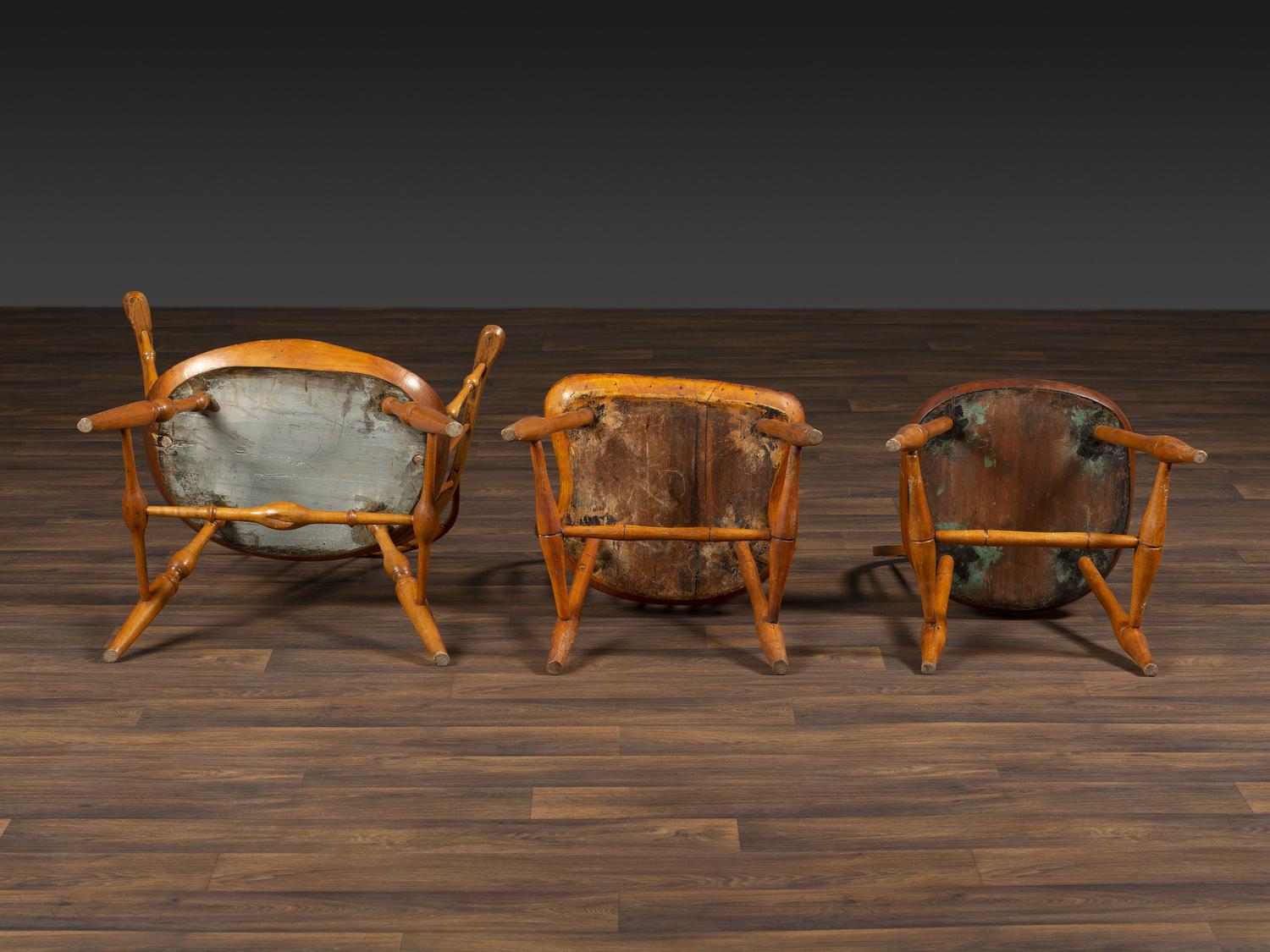 Eleven Primitive Windsor Chairs
