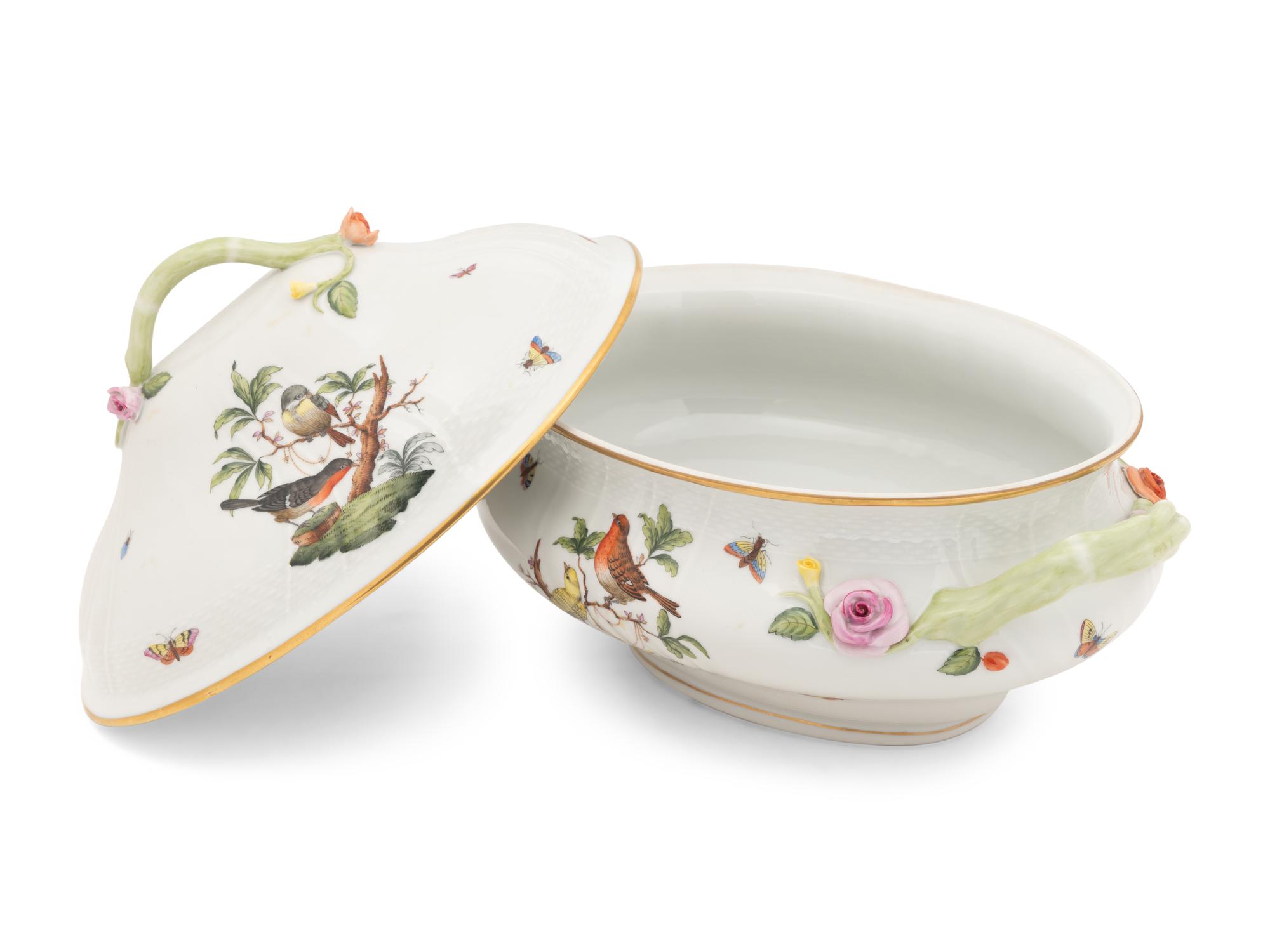A Herend Rothschild Bird Porcelain Tureen