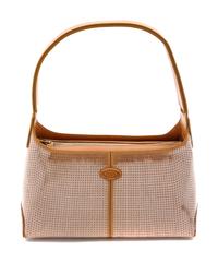 A Tod's Tan Leather and Sequin Shoulder Bag, 11 x 5 1/2 x 4 inches.