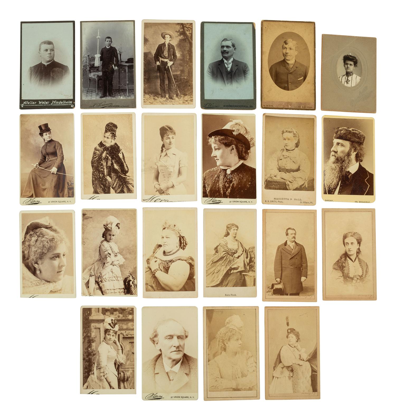 [EARLY PHOTOGRAPHY]. 75 CDVs & cabinet cards of 19th century actors & other personalities.
