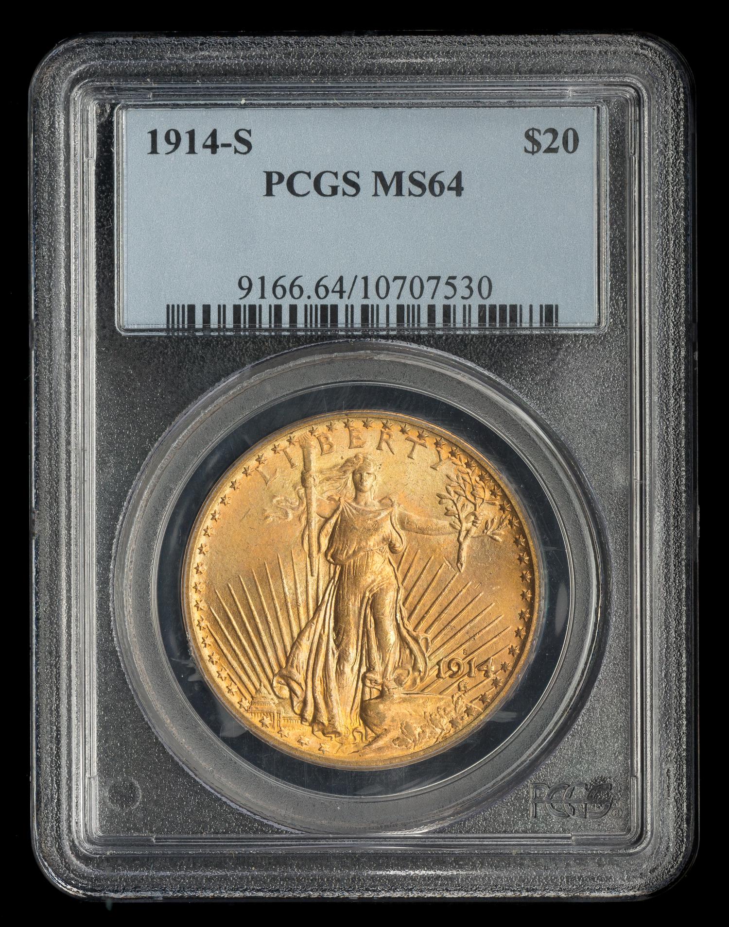 A United States 1914-S St. Gaudens $20 Gold Coin