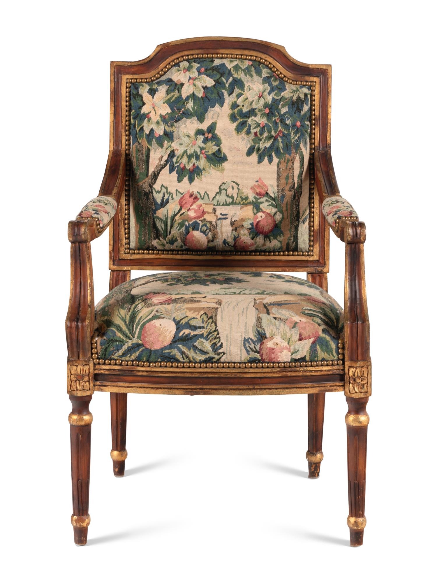 A Louis XV Style Fauteuil with Gros Point Upholstery