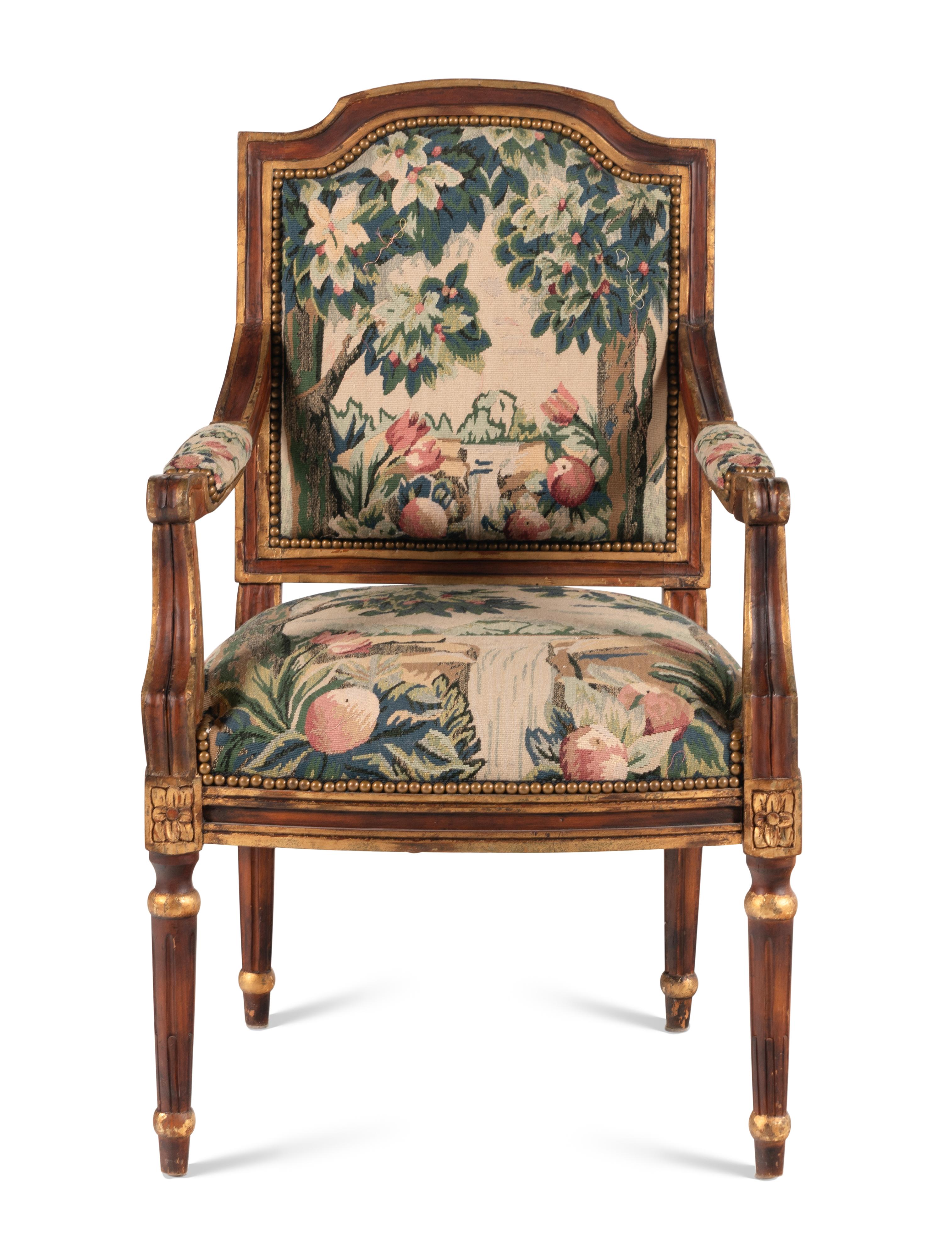 A Louis XV Style Fauteuil with Gros Point Upholstery