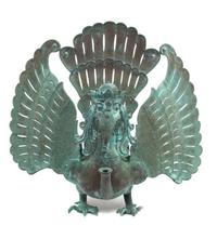 Two Southeast Asian Patinated Bronze Mythical Garuda Birds Height of taller 18 3/4 x width 21 x depth 14 inches. — 19TH CENTURY