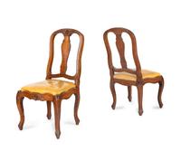A Pair of Continental Walnut Side Chairs