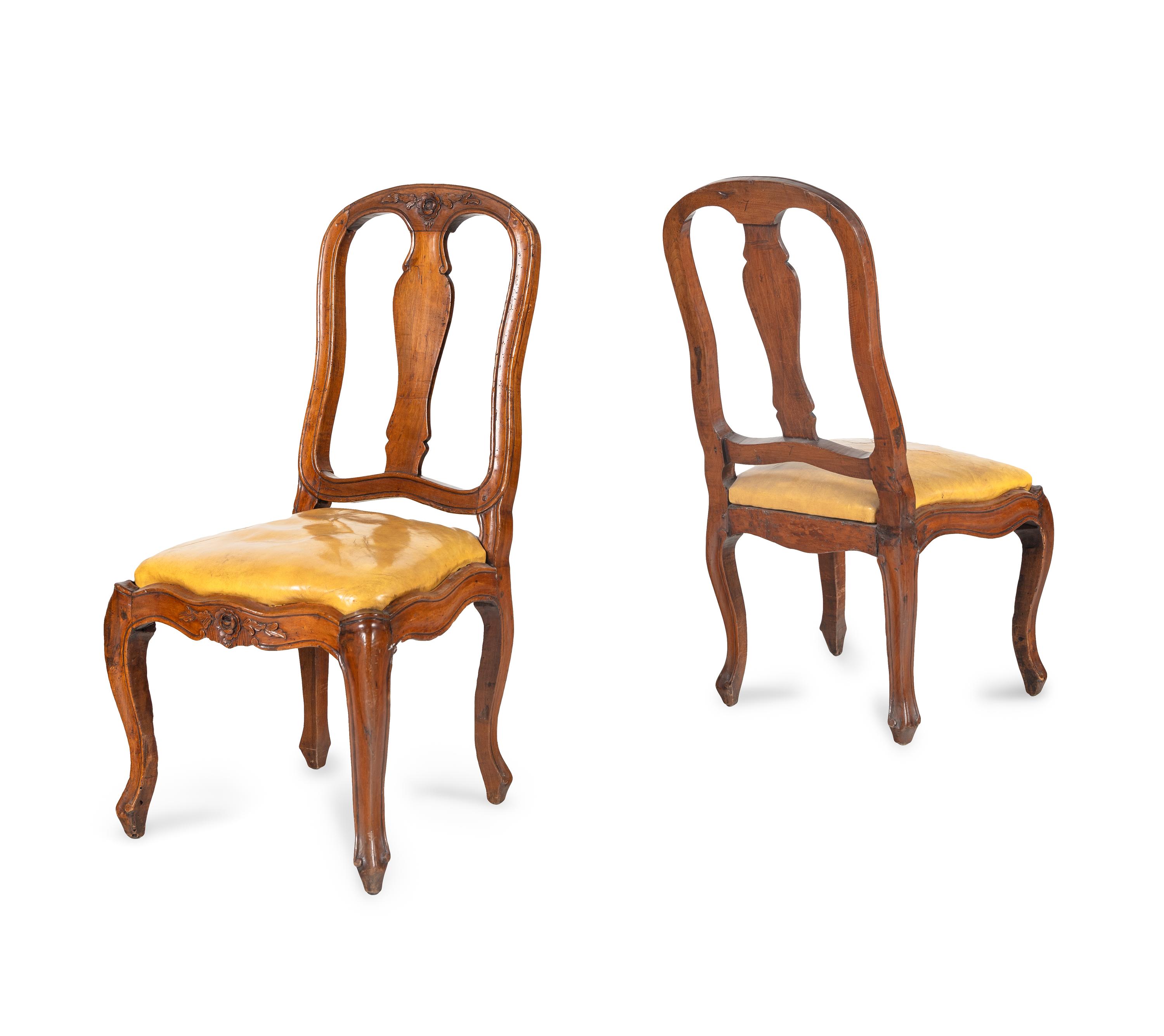 A Pair of Continental Walnut Side Chairs