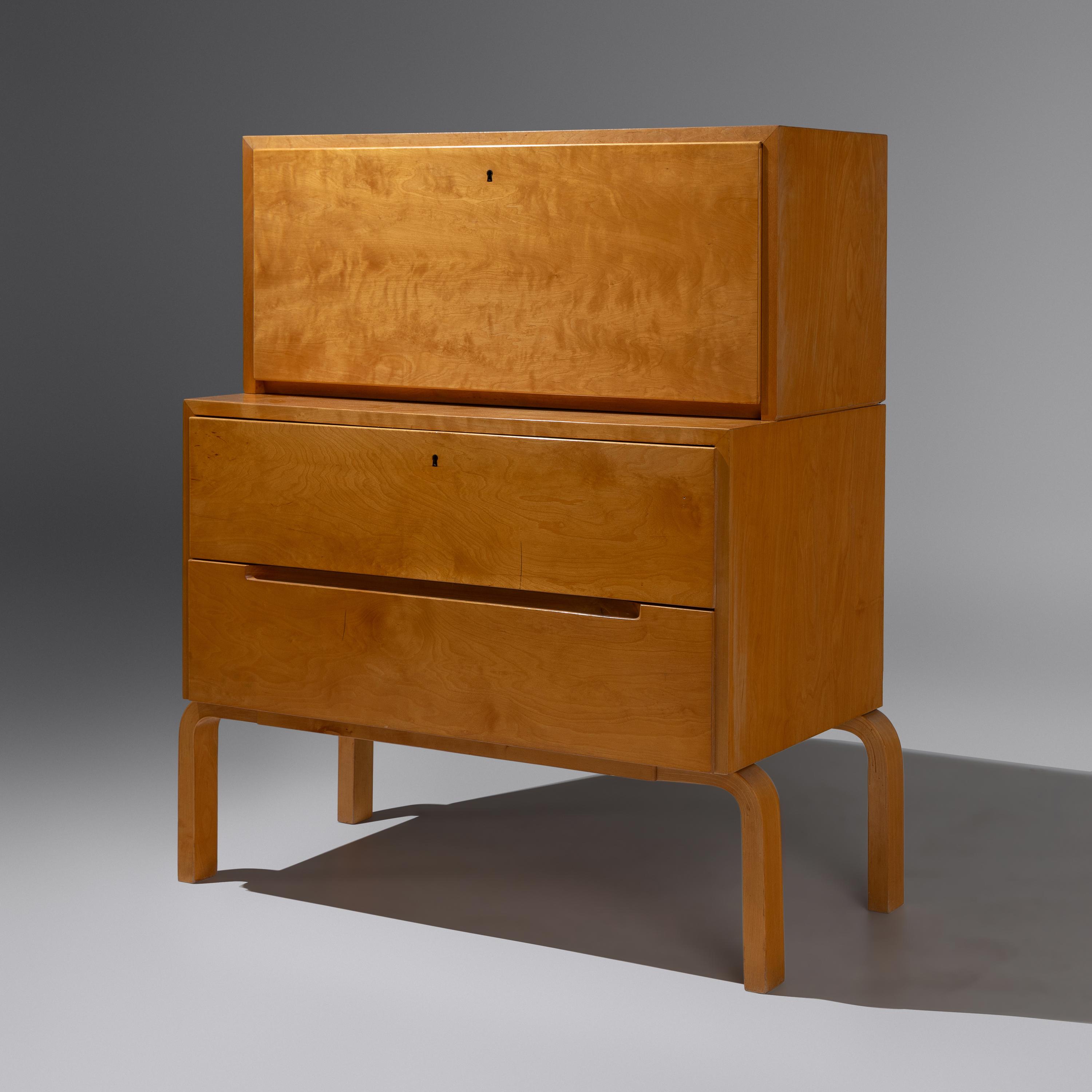Alvar Aalto (Finnish, 1898–1976) — Drop-front Desk, model 802, c. 1950 for Artek, Finland