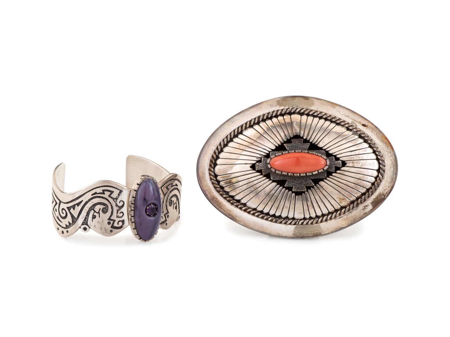 Cast Silver Cuff Bracelet AND Belt Buckle