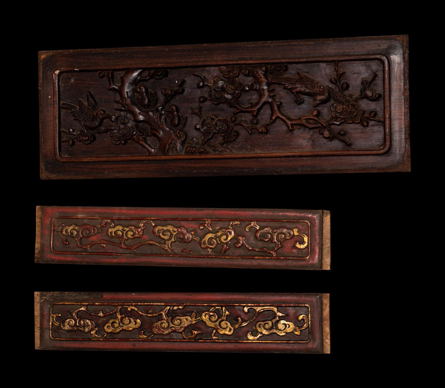 Eight Chinese Carved Wood Rectangular Panels