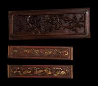 Eight Chinese Carved Wood Rectangular Panels