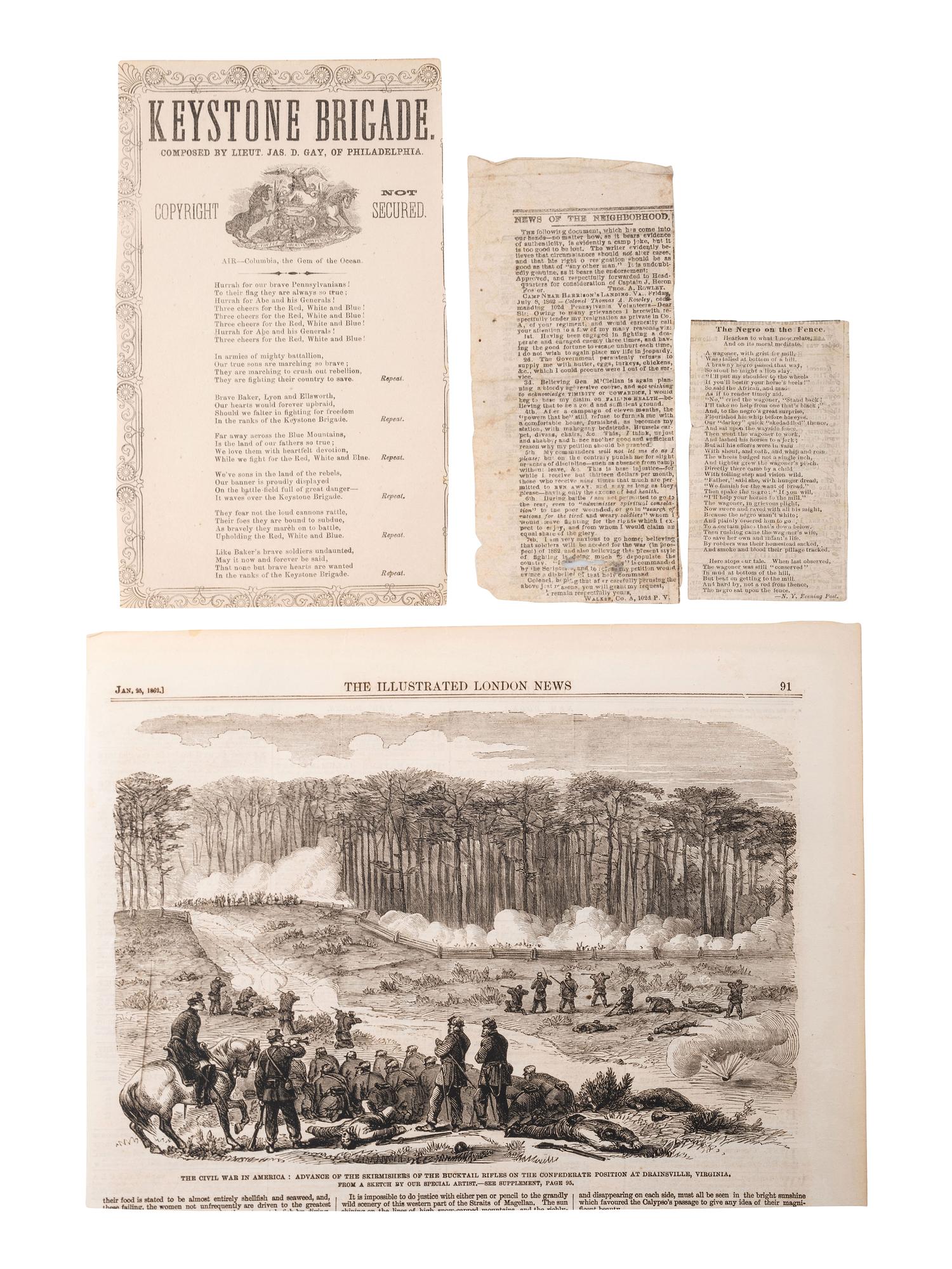 [CIVIL WAR]. A group of Civil War documents and ephemera related to Pennsylvania.
