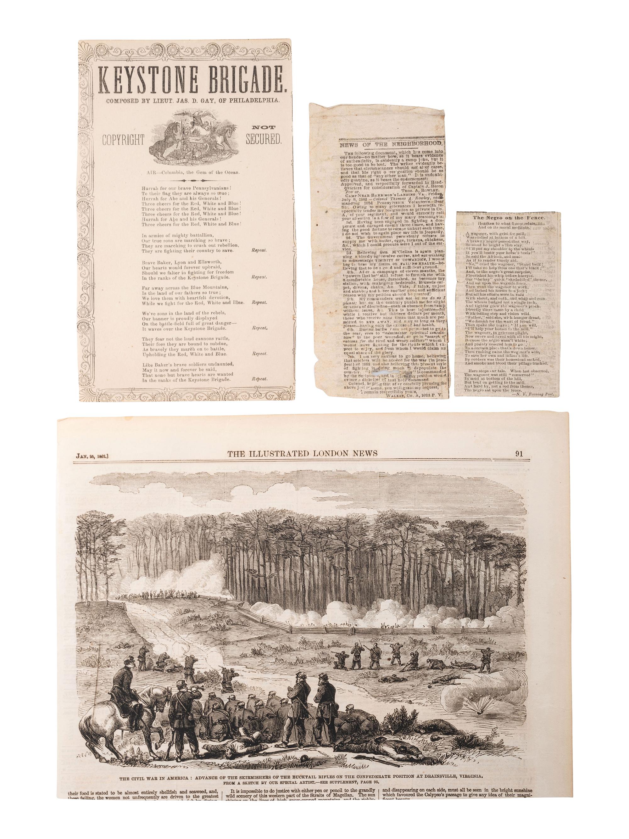 [CIVIL WAR]. A group of Civil War documents and ephemera related to Pennsylvania.