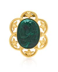 An Antique Yellow Gold and Malachite Cameo Brooch, 5.10 dwts.
