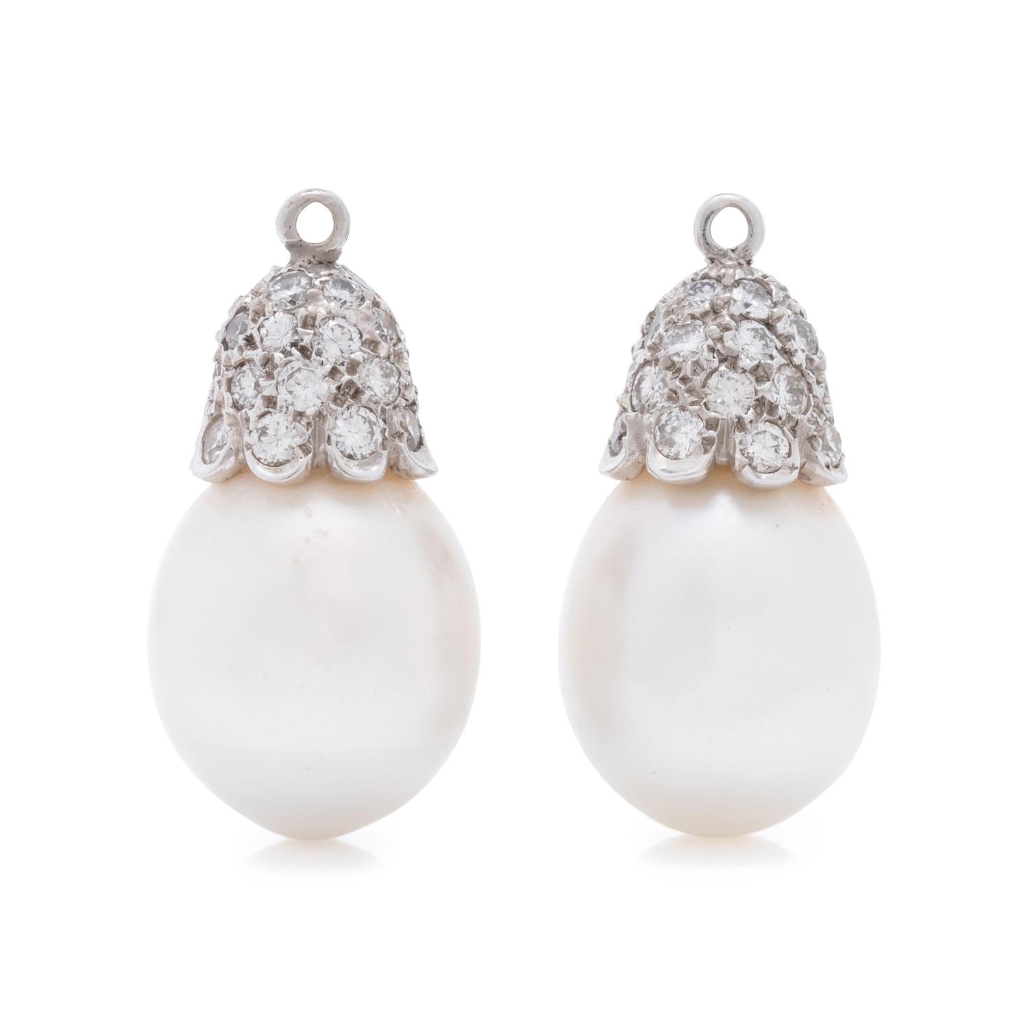 CULTURED PEARL AND DIAMOND EARRING ATTACHMENTS