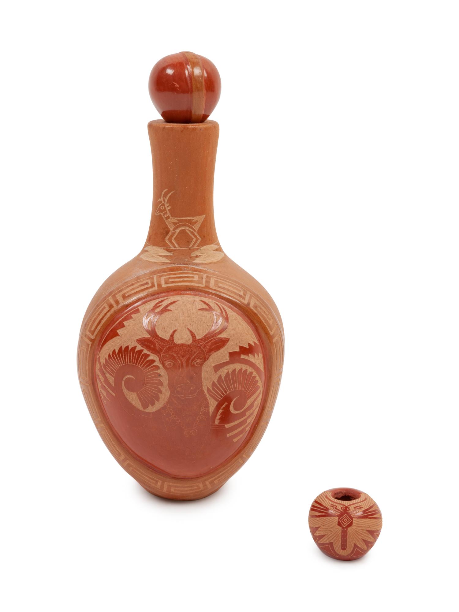 Redware Pottery, with Sgraffito Decoration