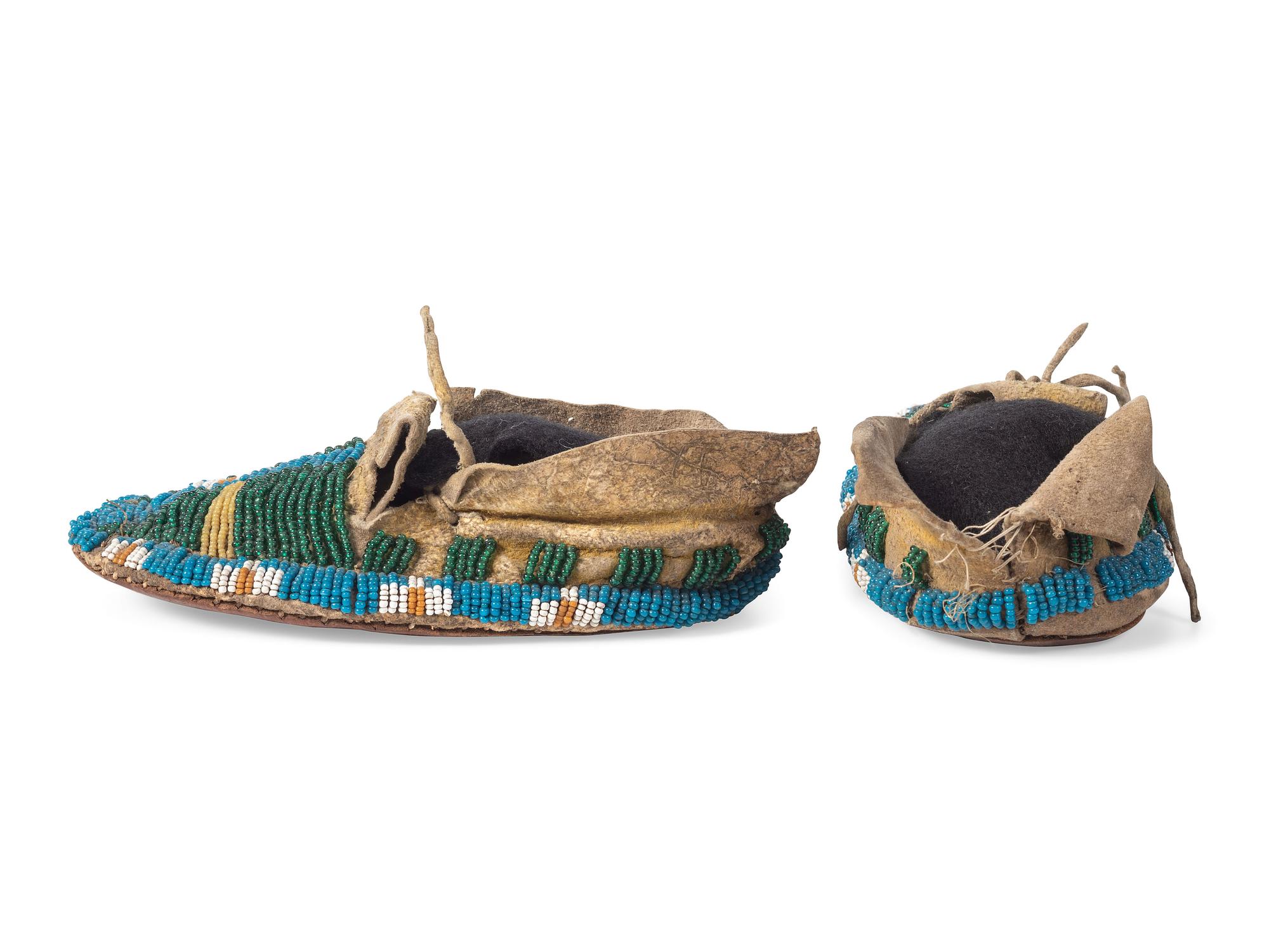 Cheyenne Child's Beaded Hide Moccasins