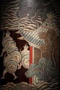 A Coromandel Lacquer Eight-Panel Floor Screen