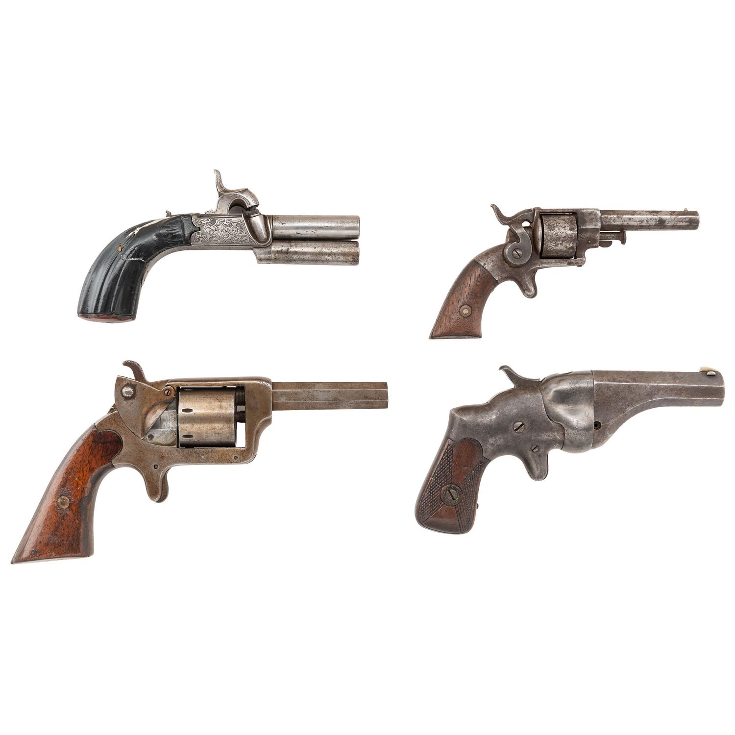 Lot of Four Antique Handguns Including: Reid, Allen, Hammond & Belgian