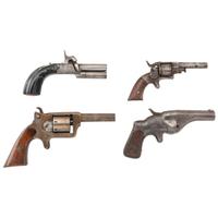 Lot of Four Antique Handguns Including: Reid, Allen, Hammond & Belgian