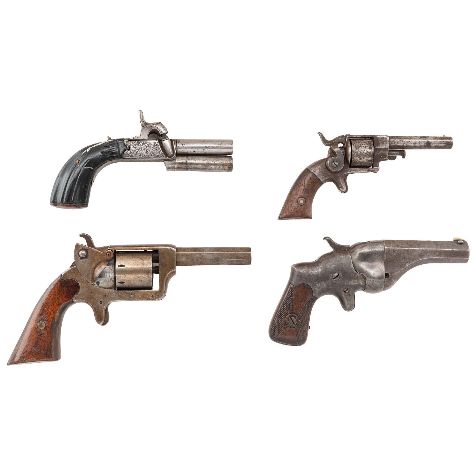 Lot of Four Antique Handguns Including: Reid, Allen, Hammond & Belgian