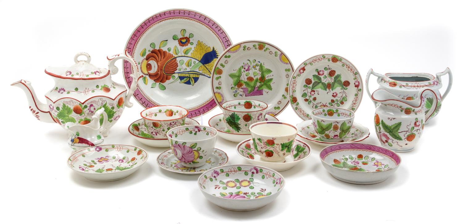 A Collection of English Porcelain Tea Articles Height of largest 7 inches. — 19TH CENTURY