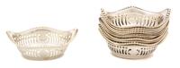 Eleven American Silver Pierced Boat-Form Nut Dishes, Various Makers, 20th Century, some by Gorham