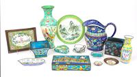 Fourteen Chinese Canton Enamel on Metal Wares