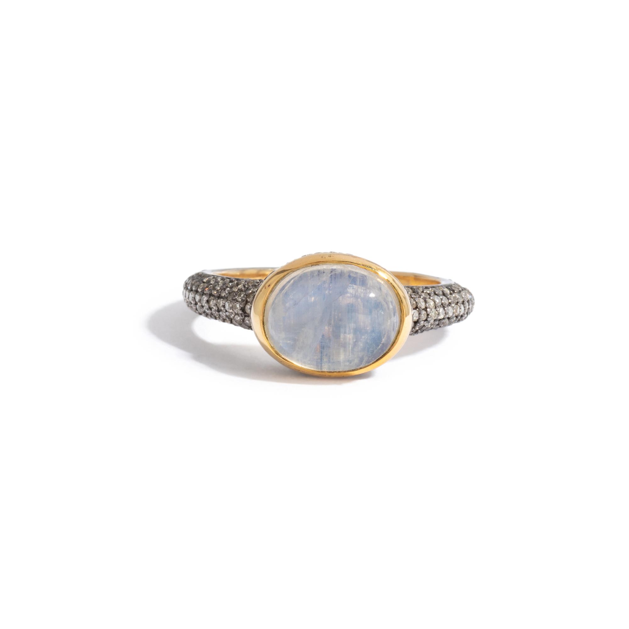 MOONSTONE AND DIAMOND RING