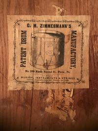 Civil War painted US regulation eagle drum with sticks. Manufactured by C.M. Zimmerman, Philadelphia, PA.