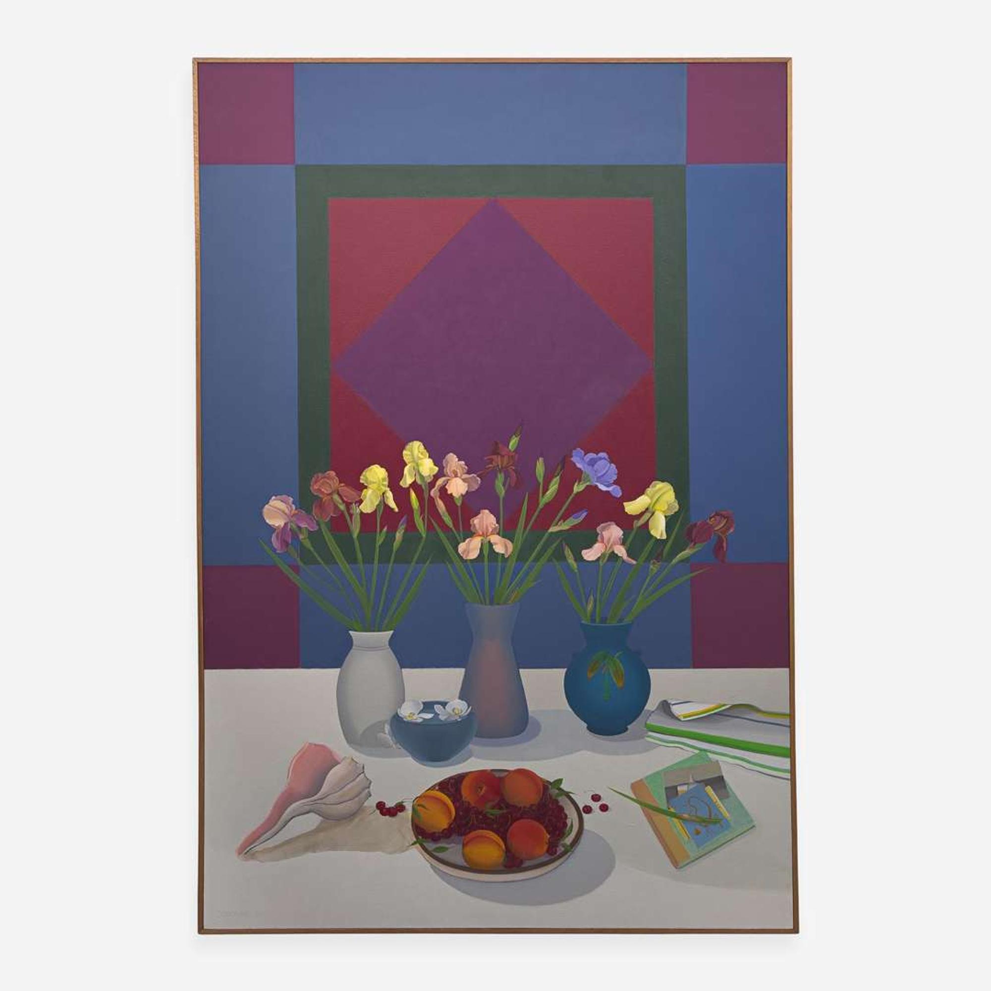Elizabeth Osborne (American, b. 1936) Still Life with Amish Quilt